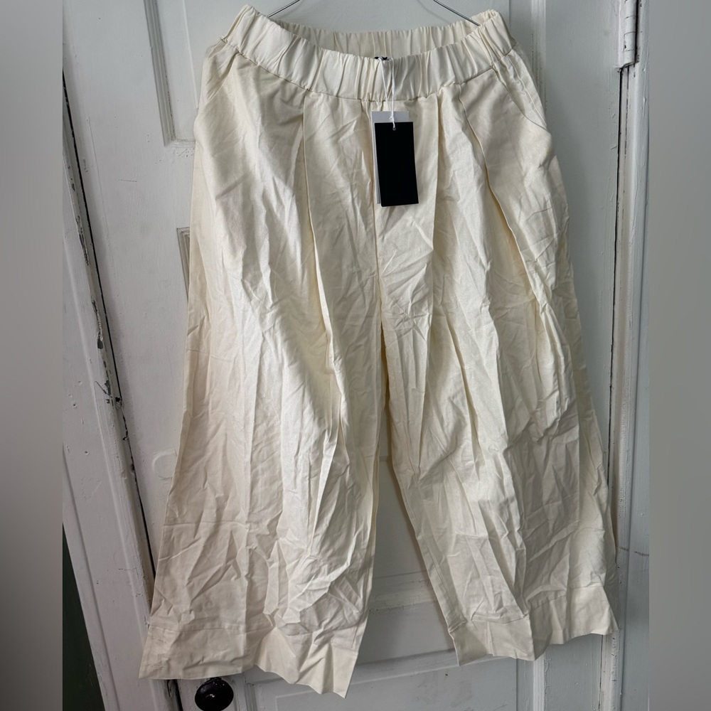 Cream Wide-Leg Pants